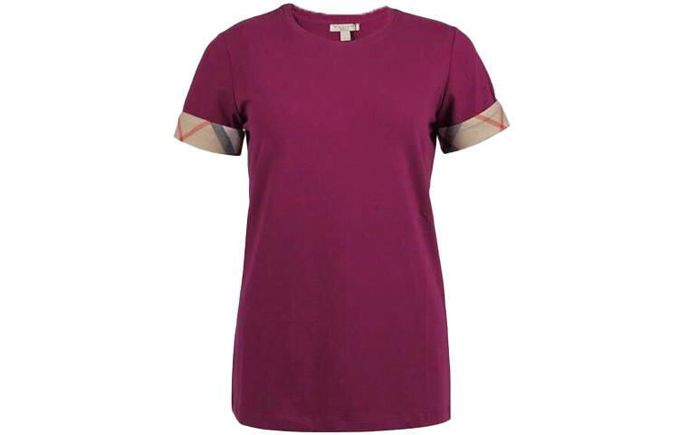 Burberry T Shirts Women's Fuchsia Crew Neck Moderate