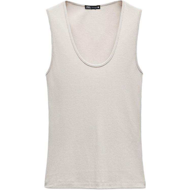 ZARA Tank Tops Women's White Crew Neck Moderate Other