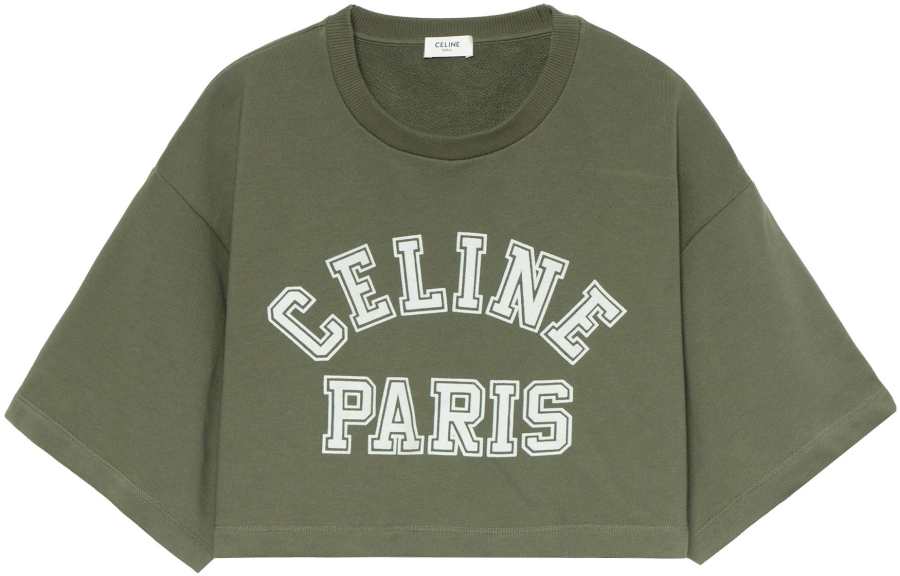 CELINE Crop Tops Women's Green Crew Neck Moderate