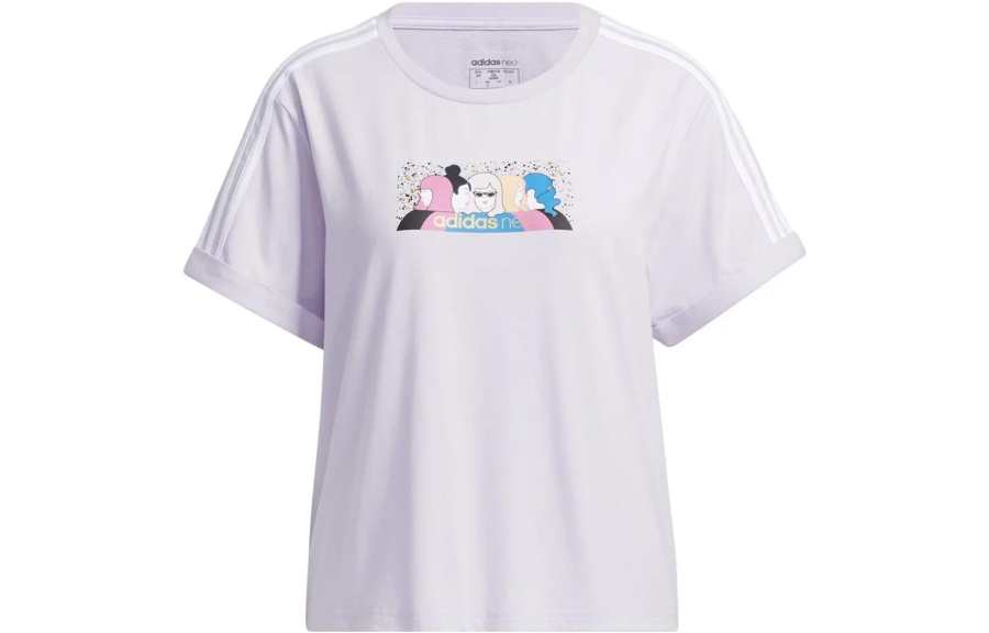 Adidas Adidas T Shirts Women's Purple Crew Neck Moderate Straight Fit