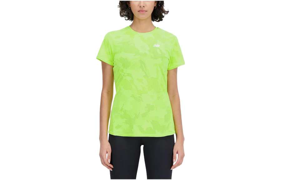 New Balance New Balance T Shirts Women's Green Crew Neck Moderate Straight Fit