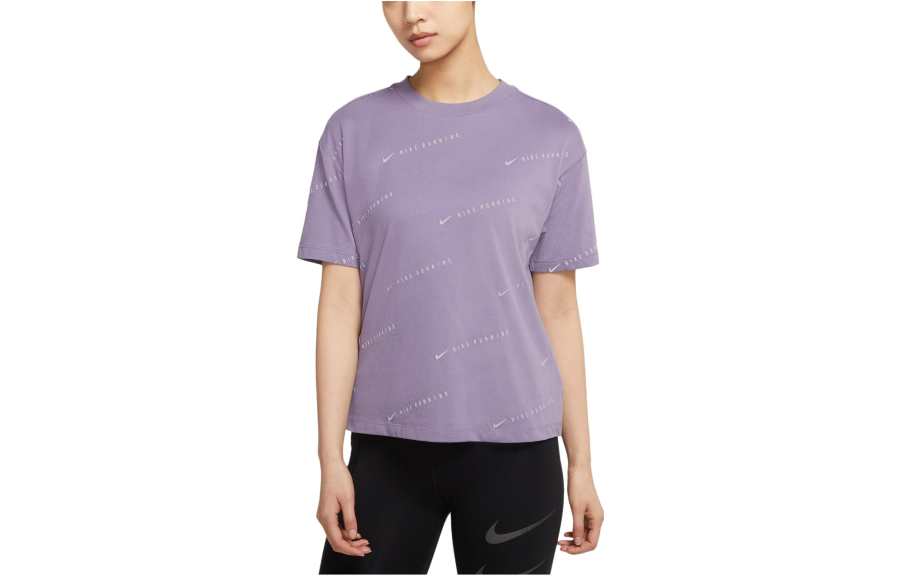 Nike Nike T Shirts Women's Dawn Dark Purple Crew Neck Moderate Straight Fit
