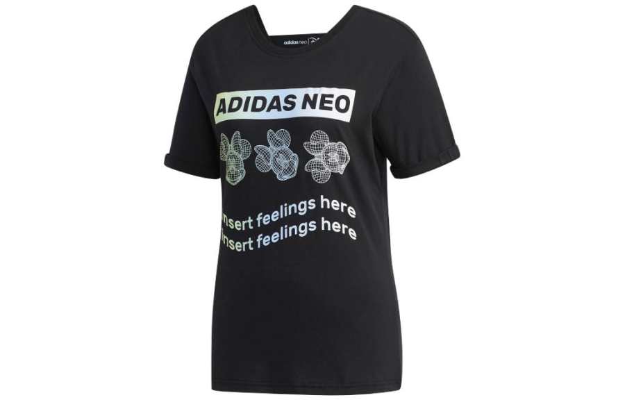 Adidas Neo T Shirts Women's Black Crew Neck Moderate Straight Fit