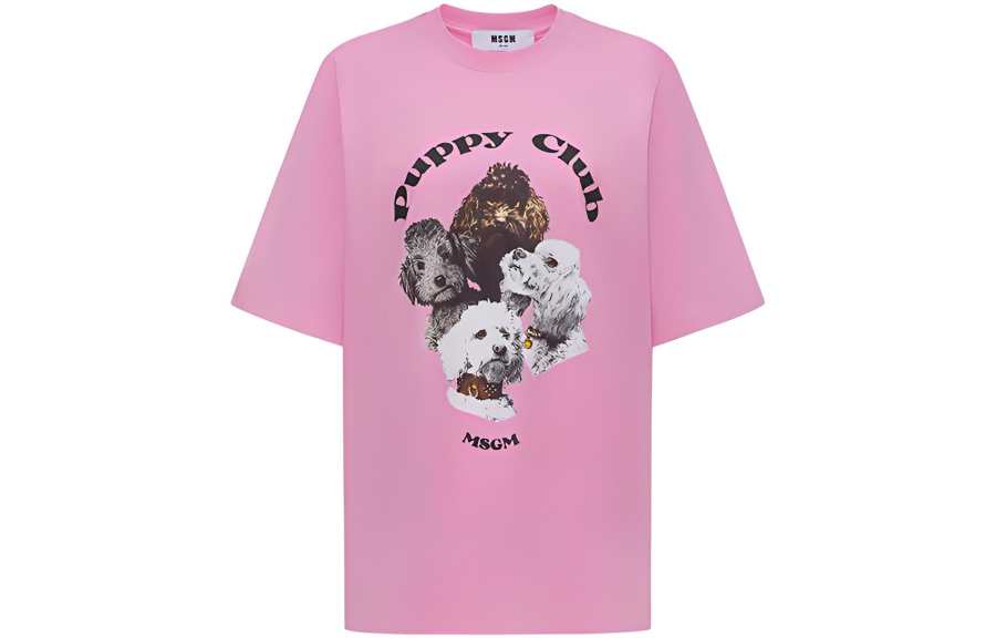 MSGM MSGM T Shirts Women's Pink Crew Neck Moderate Straight Fit