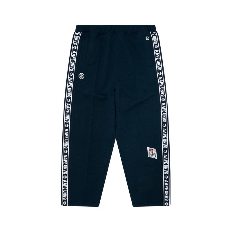 Aape Monkey Face Logo Trendy Fleece Lined Casual Pants Men's Navy Blue NYX