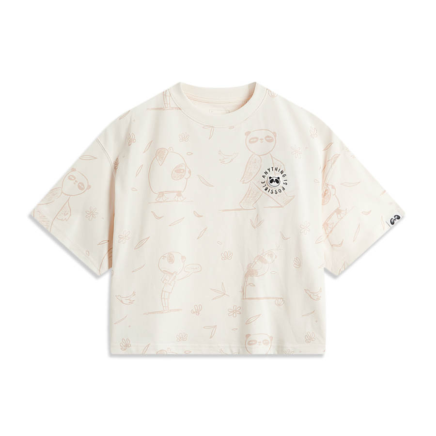 Li-Ning Li Ning Sports Life Collection T Shirt Women's Ecru