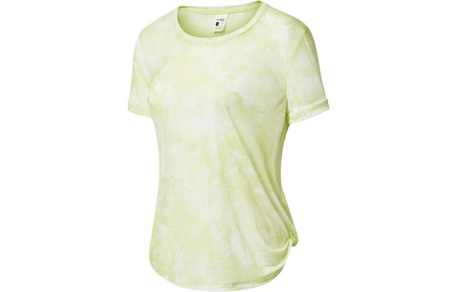 Saucony T Shirts Women's Custard Green Crew Neck Moderate Straight Fit