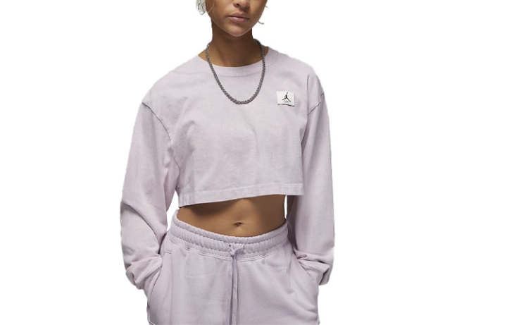 Jordan Jordan Crop Tops Women's Pink Crew Neck Moderate