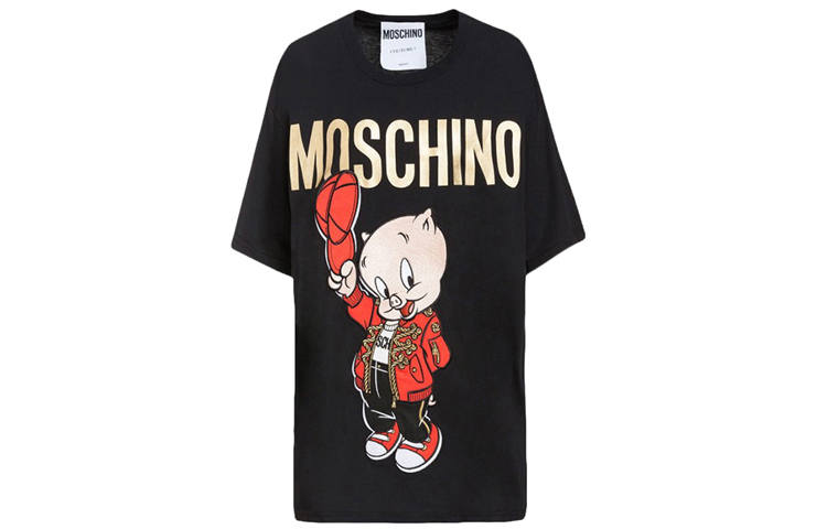 MOSCHINO Drop Shoulder Sleeve T Shirt Women's Black