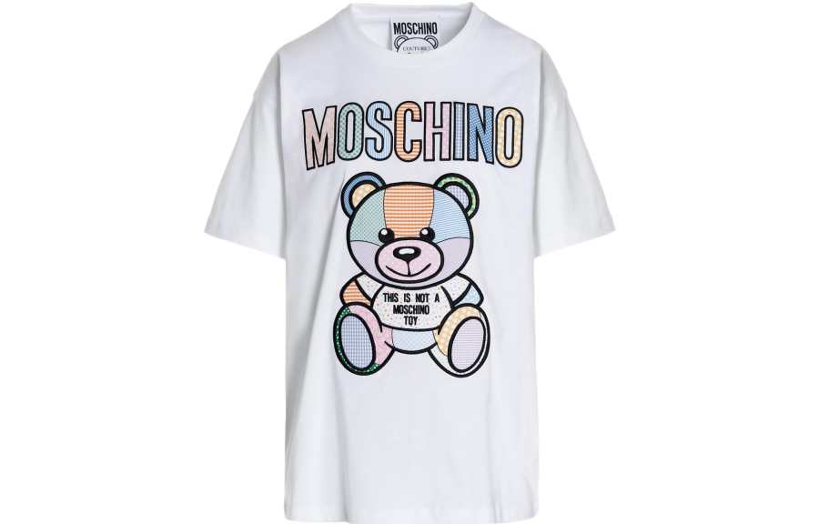 MOSCHINO SS22 Drop Shoulder Sleeve T Shirt Women's White