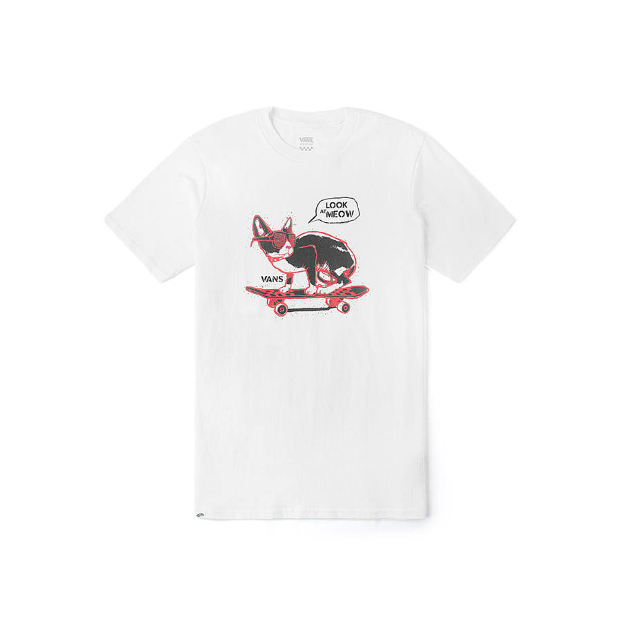 Vans T Shirts Women's White Crew Neck Moderate Straight Fit