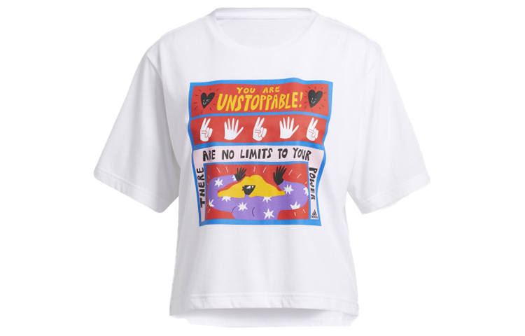Adidas Adidas T Shirts Women's White Crew Neck Moderate Straight Fit