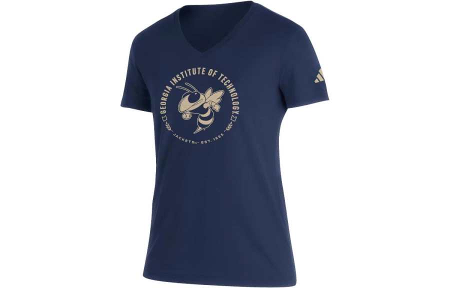 Adidas Adidas AEROREADY T Shirts Women's Blue V Neck Moderate Straight Fit