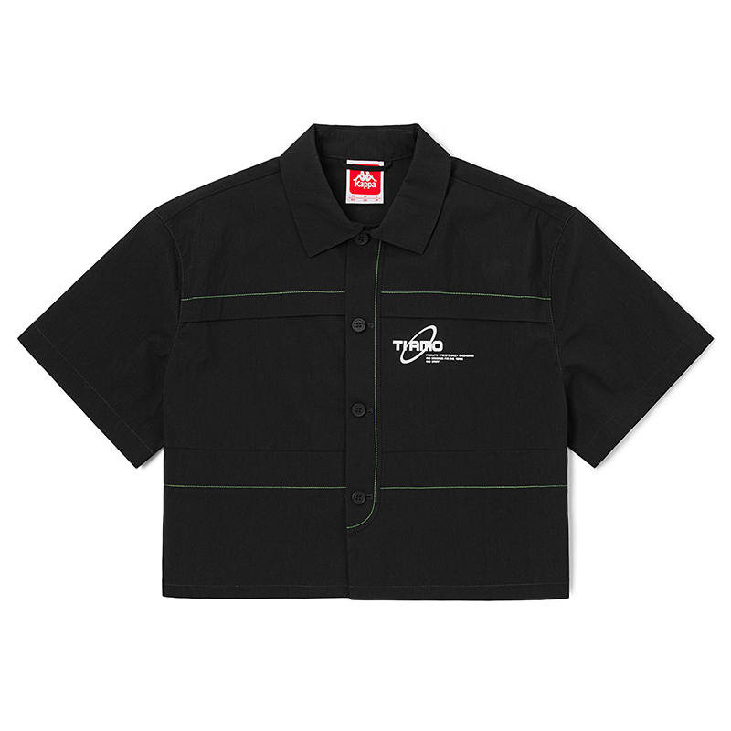 Kappa Crop Tops Women's Black Lapel Moderate