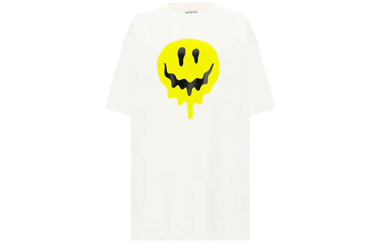 Balenciaga Drop Shoulder Sleeve T Shirt Women's White Loose Fit