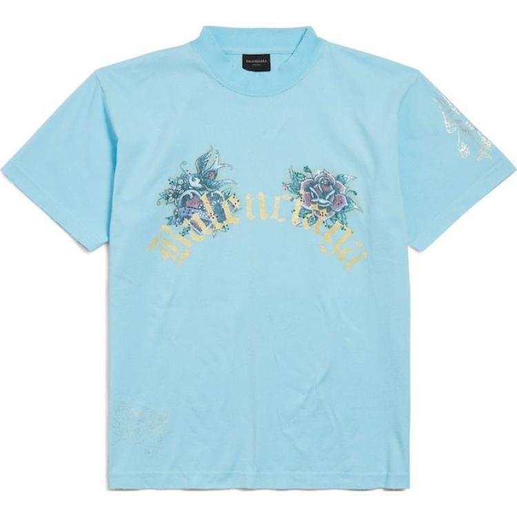 Balenciaga Regular T Shirt Women's Light Blue Regular Fit