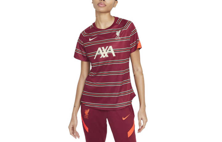 Nike Nike T Shirts Women's Red Crew Neck Moderate Straight Fit