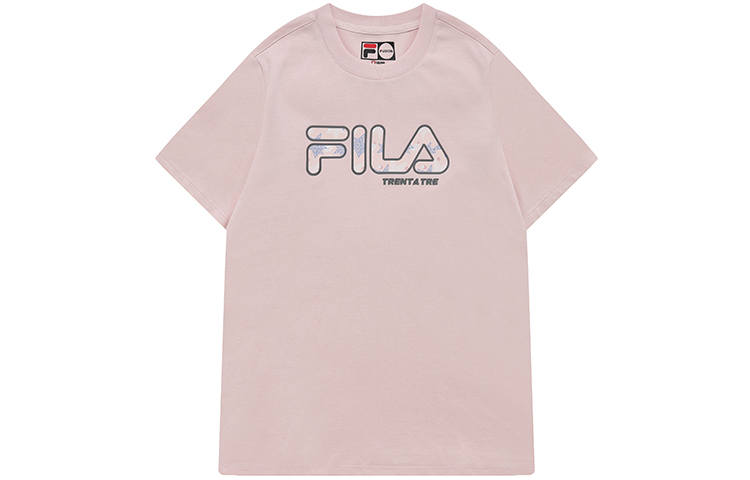 FILA FUSION T Shirts Women's Bright Pink Crew Neck Moderate Straight Fit