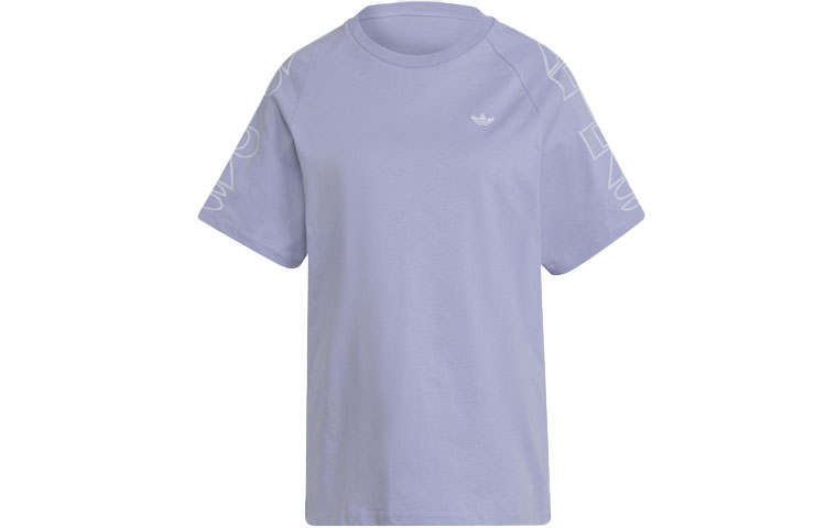 Adidas Originals T Shirts Women's Light Purple Crew Neck Moderate