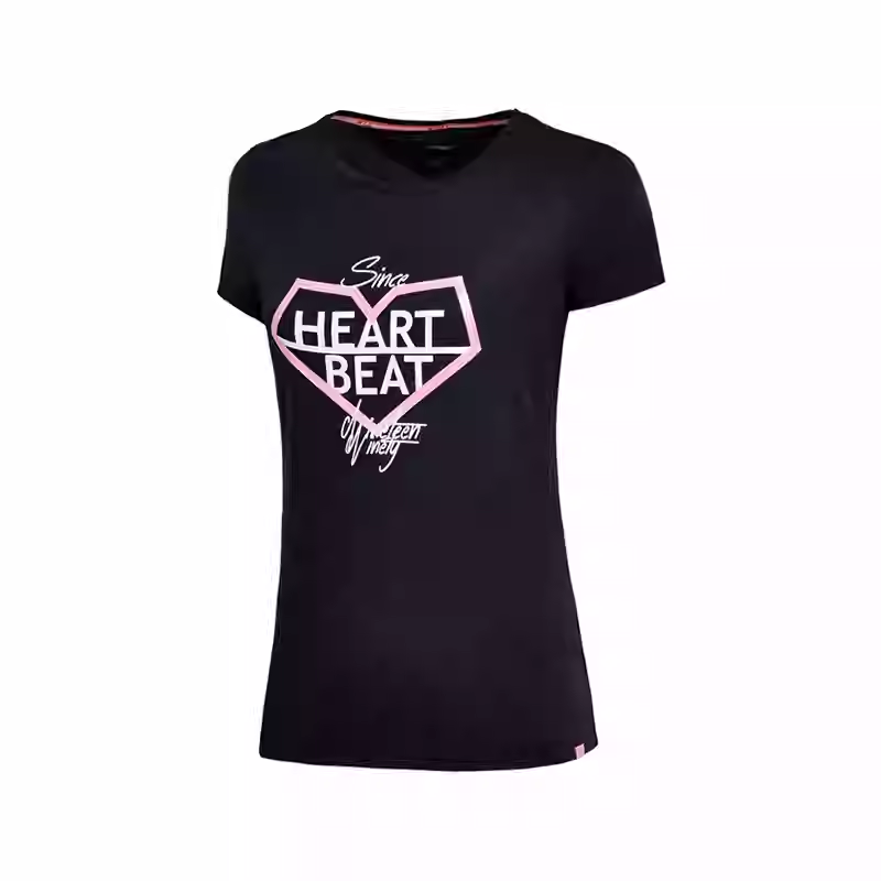 Li-Ning Li Ning T Shirts Women's Black Crew Neck Moderate Straight Fit