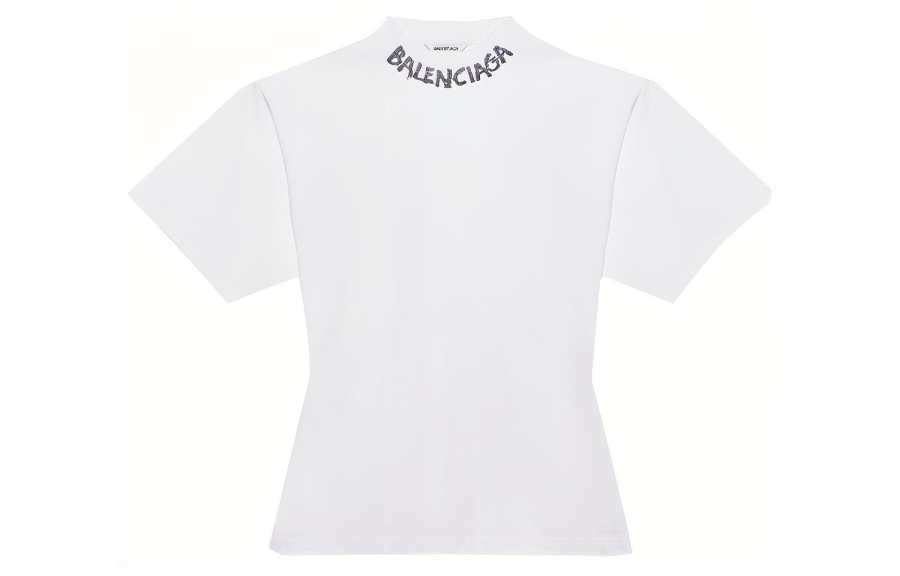 Balenciaga Curved T Shirt 'White/Black'