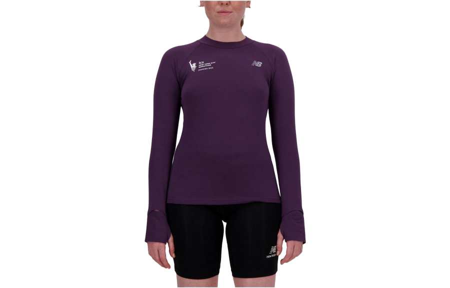 New Balance New Balance T Shirts Women's Purple Crew Neck Moderate Straight Fit