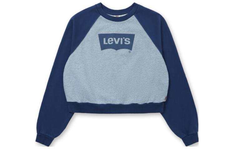 Levis Crop Tops Women's Blue Crew Neck Moderate
