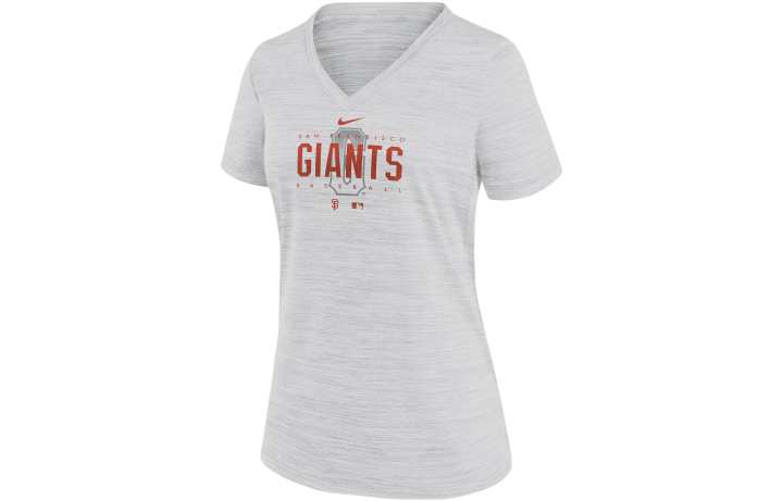Nike Nike T Shirts Women's Gray V Neck Moderate Straight Fit