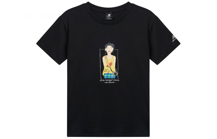 New Balance New Balance T Shirts Women's Black Crew Neck Moderate Straight Fit