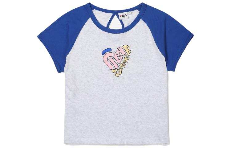 FILA T Shirts Women's Blue White Crew Neck Moderate Straight Fit