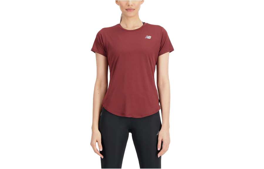 New Balance New Balance T Shirts Women's Red Crew Neck Moderate Straight Fit