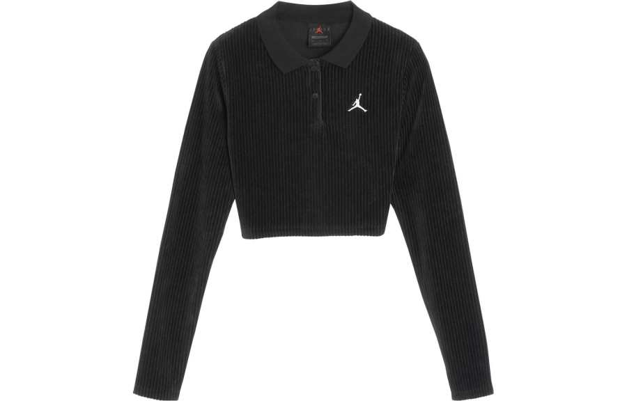 Jordan Jordan Crop Tops Women's Black V Neck Moderate