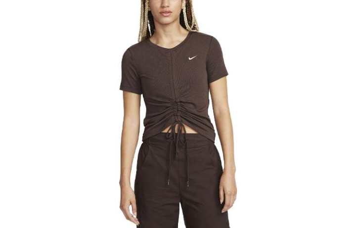 Nike Nike T Shirts Women's Brown Crew Neck Moderate Straight Fit