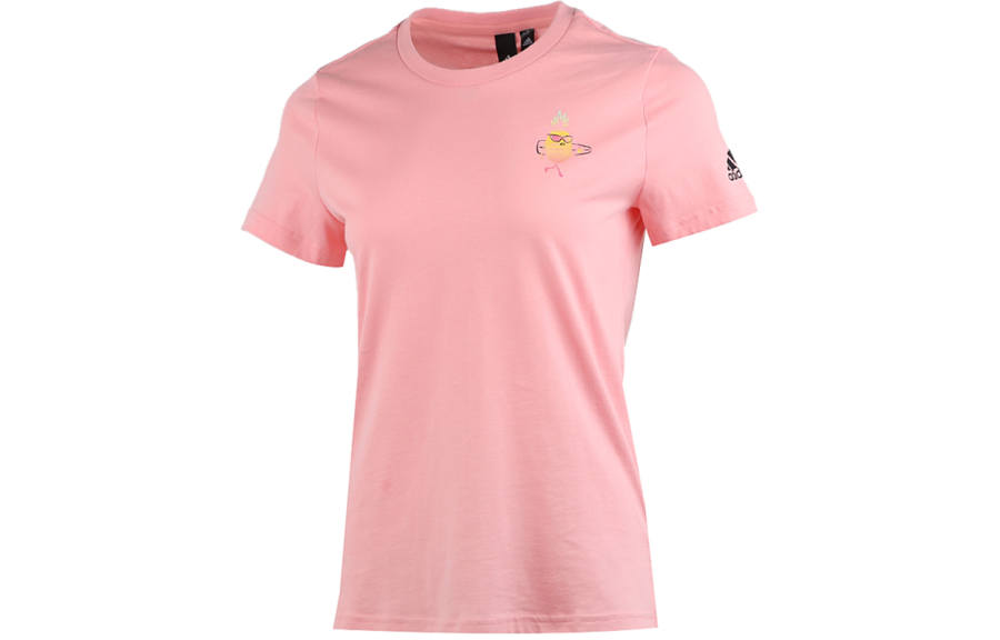 Adidas Adidas T Shirts Women's Pink Crew Neck Moderate Straight Fit