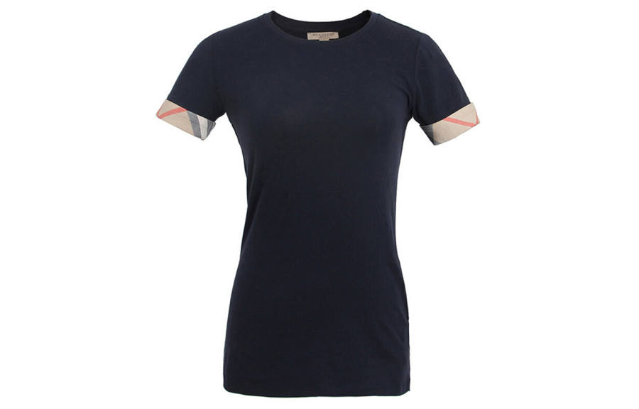 Burberry T Shirts Women's Dark Blue Crew Neck Moderate