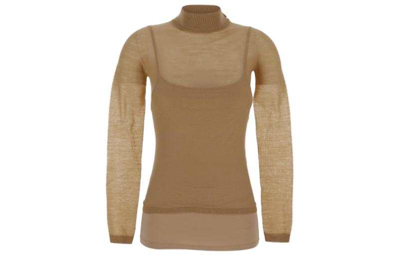 MaxMara MaxMara T Shirts Women's Brown Stand Collar Moderate Other