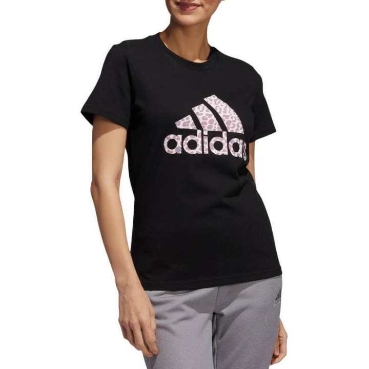 Adidas Adidas leopard-print logo T-shirt