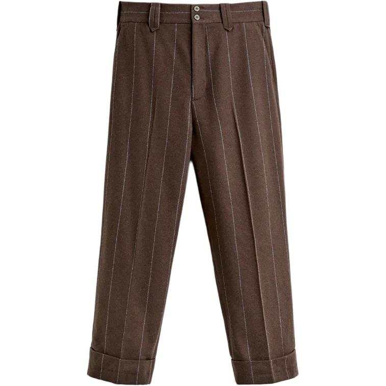 ZARA Harry Lambert Casual Pants Unisex Brown Moderate Straight Fit Pants