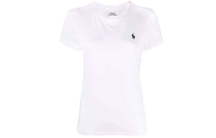 Polo Ralph Lauren Regular Sleeve T Shirt Women's White Straight Fit Style