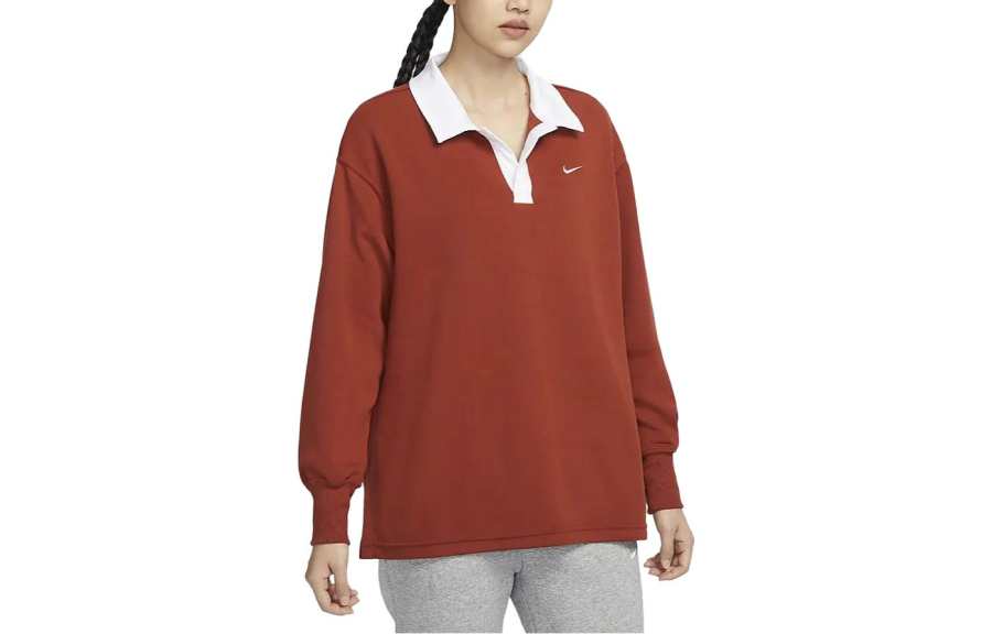 Nike Nike Sportswear Essentials T Shirts Women's Dark Orange Lapel Moderate Straight Fit