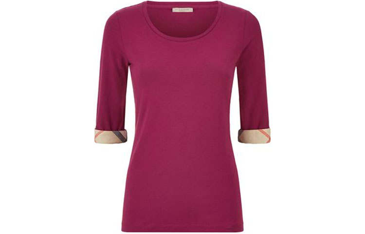 Burberry T Shirts Women's Pink Crew Neck Moderate