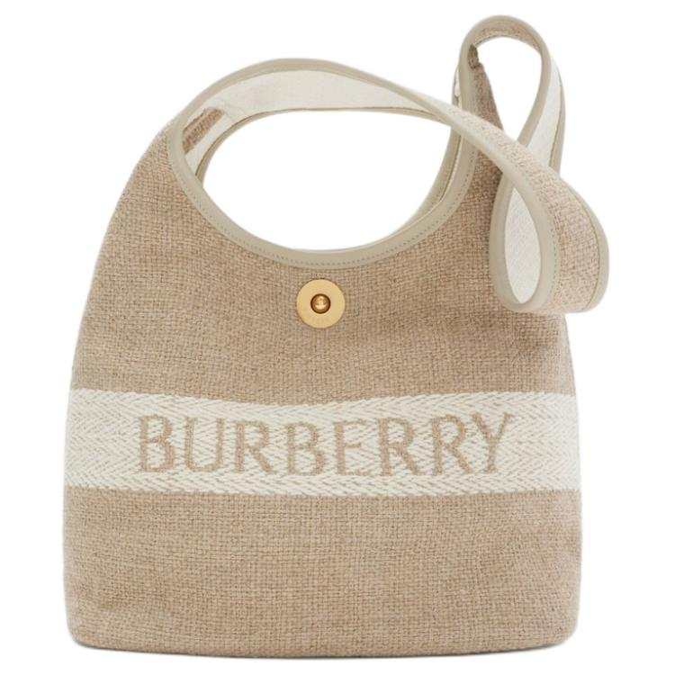Burberry Linen Shoulder Bag Small Women's Natural
