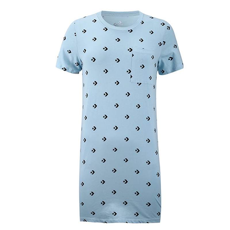 Converse T Shirts Women's Blue Crew Neck Moderate