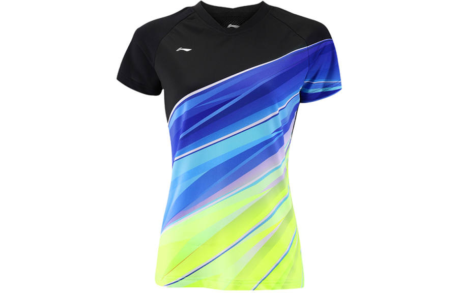 Li-Ning Li Ning Badminton Collection T Shirts Women's Black V Neck Moderate Straight Fit
