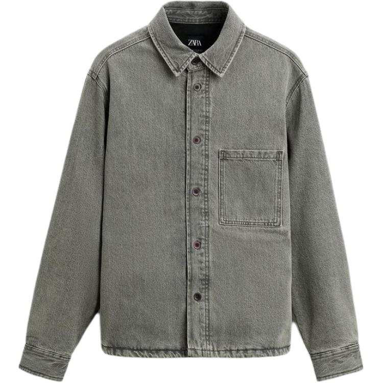 ZARA ZARA Denim Jackets Men's Gray Lapel Moderate