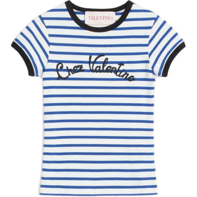 Valentino Striped Crewneck T Shirt