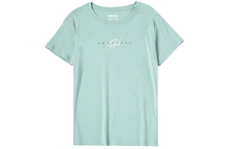 Li-Ning Li Ning T Shirts Women's Gray Mist Green Crew Neck Moderate Straight Fit