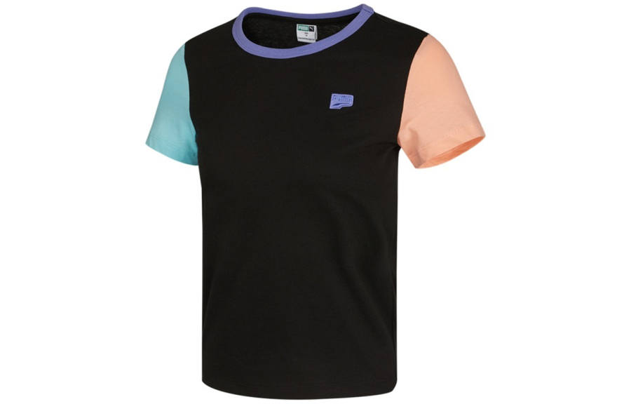 PUMA T Shirts Women's Black Crew Neck Moderate Straight Fit