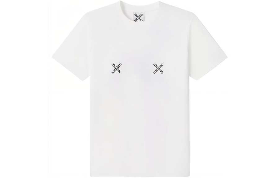 KENZO Letter Logo T Shirts Women's White Crew Neck