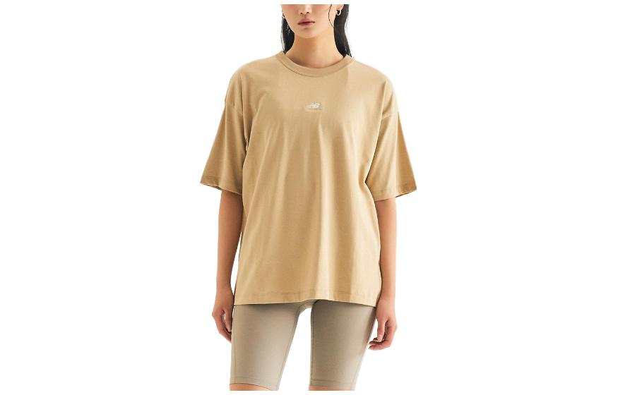 New Balance New Balance T Shirts Women's Khaki Crew Neck Moderate Straight Fit